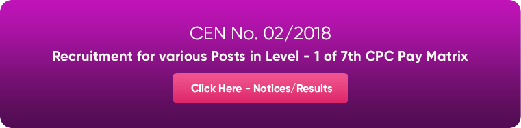 CBT Result - CEN No. 02/2018 (Level-I Posts of 7th CPC)